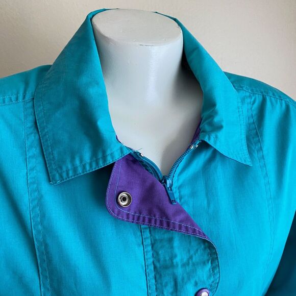 Vintage Casual Club Size Small Ski Jacket Teal Purple Lined Retro 90s Two Tone - Picture 3 of 10